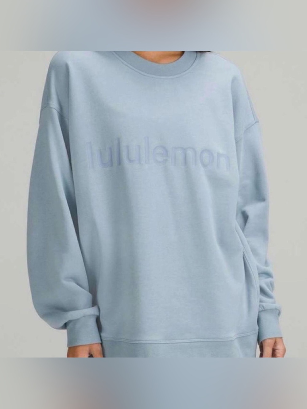 Lululemon Perfectly Oversized Graphic Crew Neck Blue Sweatshirt SZ. 8 EUC